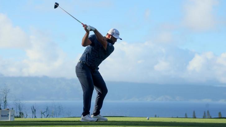 Jon Rahm playing golf at Riviera